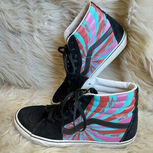 Vans Sk8 Hi Retro Mart Psychedelic Print Blue Pink Red High Top